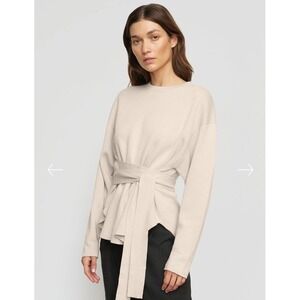 MDRN Modern Citizen Belted Crew Neck Sweater Beige Ivory Size XS/S